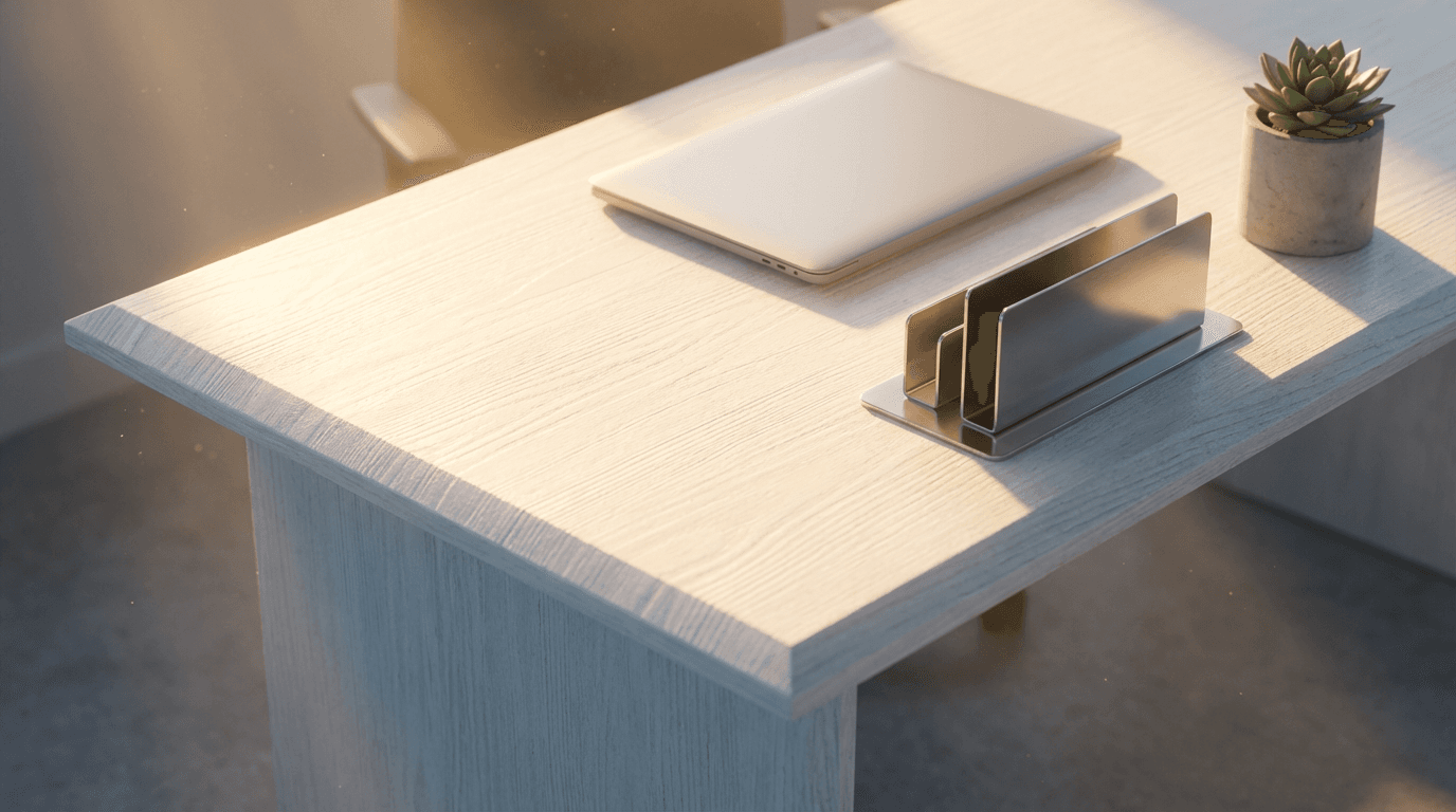 Office desk being professionally cleaned and polished