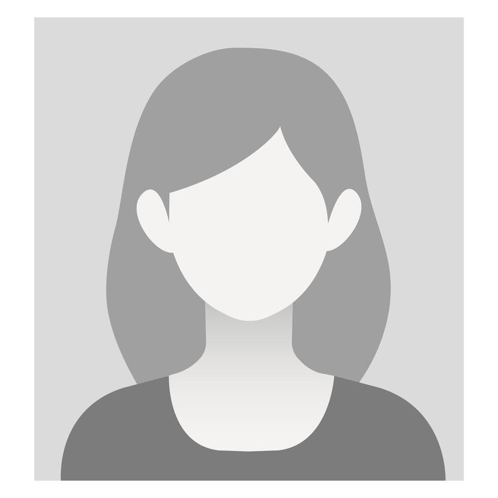 Generic female profile avatar silhouette with grey hair and a blank white face.